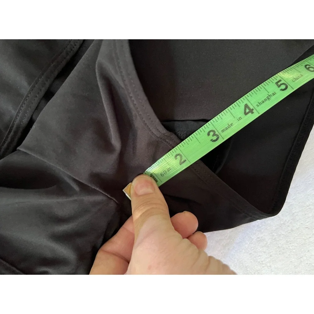 Zyia Active Running Shorts Black Wide Waistband Dolphin Hem XXL